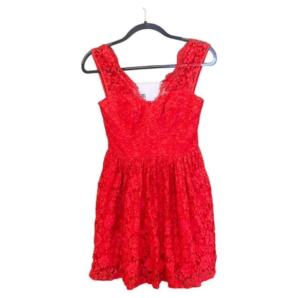 AMANDA UPRICHARD Red Lace Sleeveless Dress Silk Size Small - Picture 1 of 8